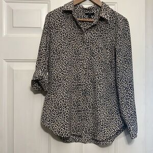 100% silk leopard shirt in size 8. J Crew